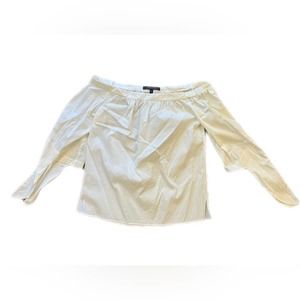 BCBG MAXAZRIA White Blouse Shirt Off Shoulder Size XS